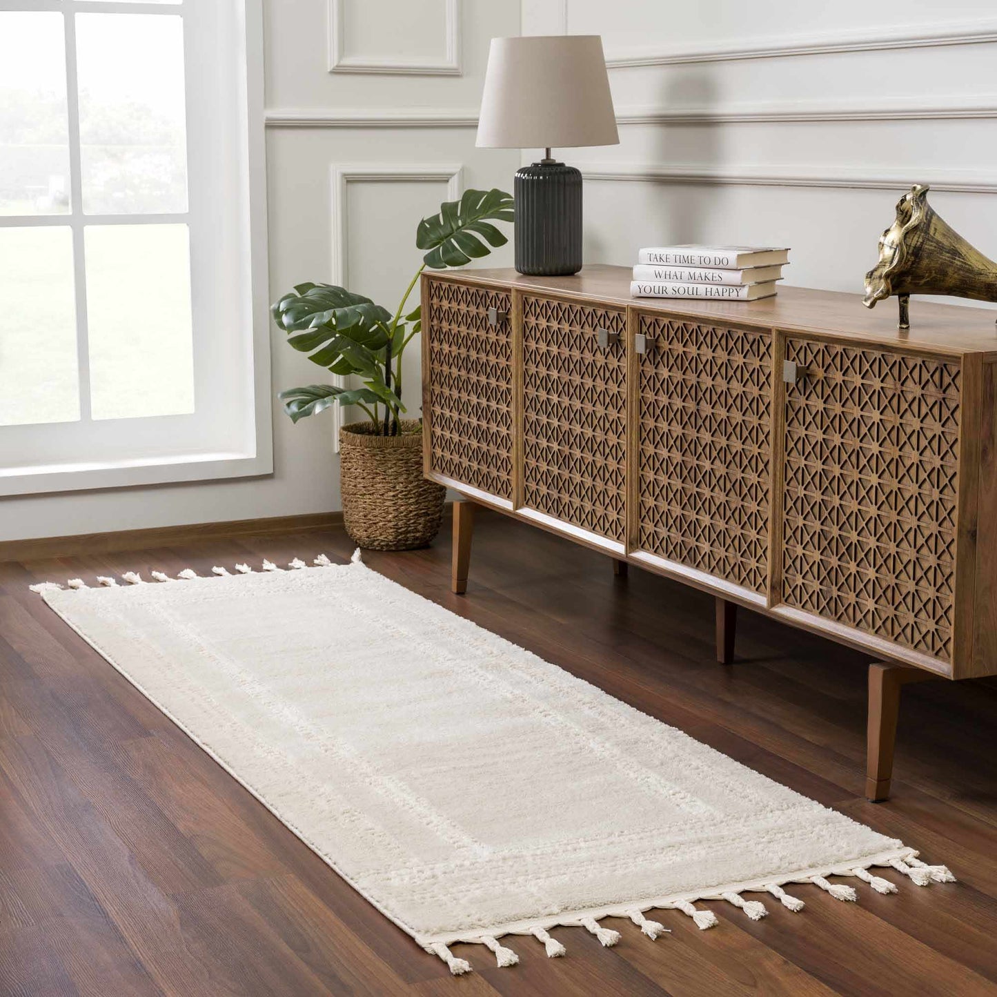 Ivory Carved Area Rug - Elegant Modern Ryuu Design