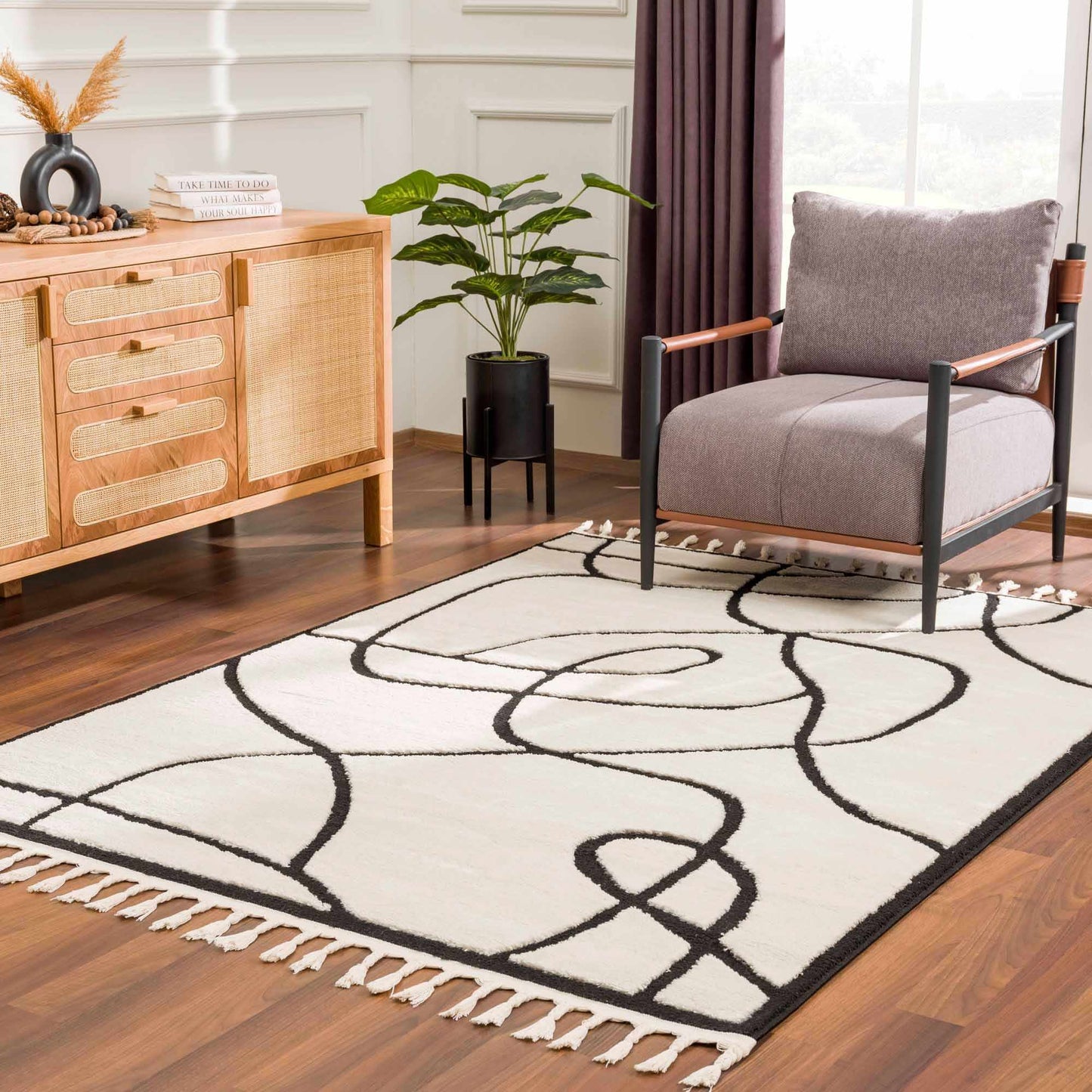 Geometric Area Rug - Azana Black White Modern Home Décor