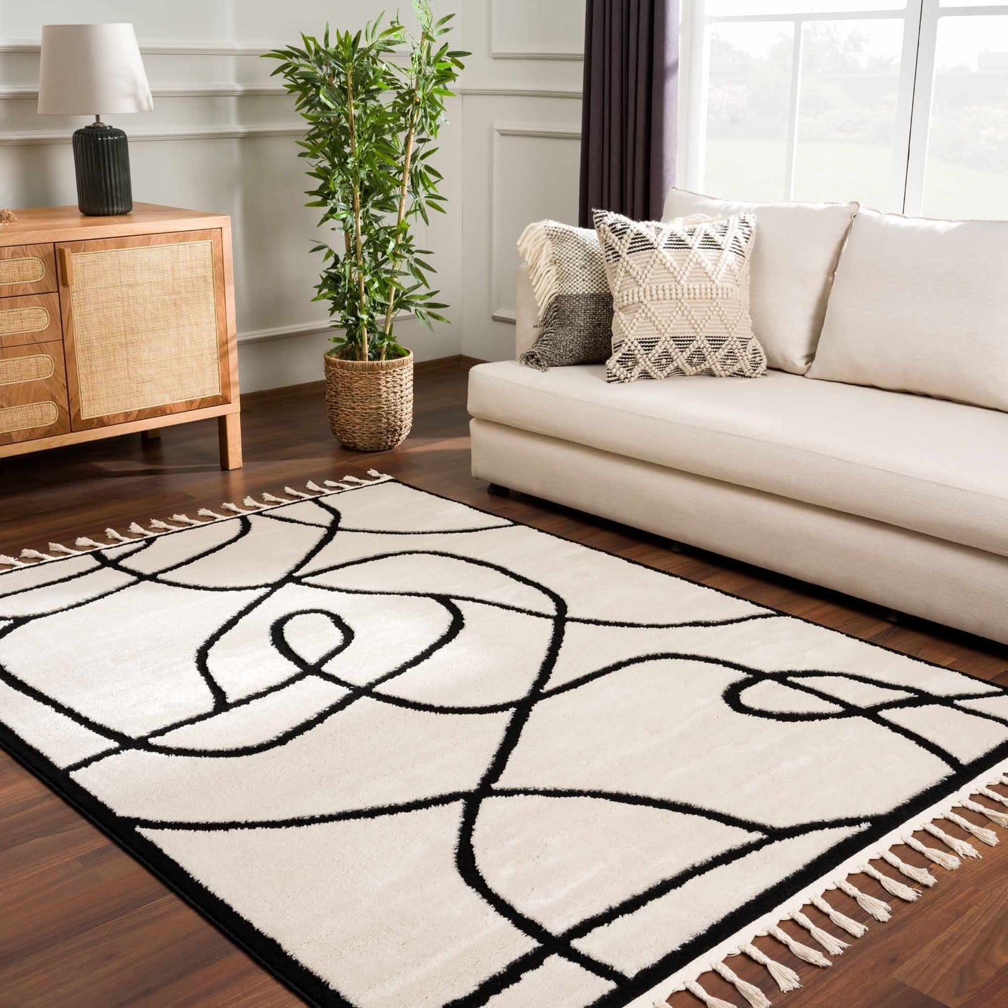 Geometric Area Rug - Azana Black White Modern Home Décor