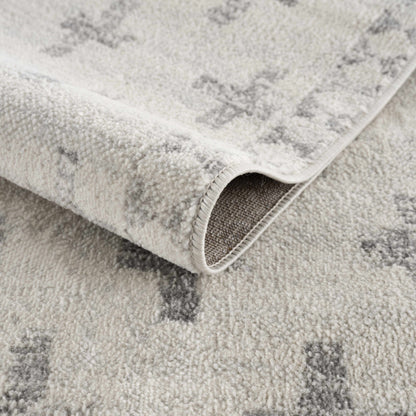 Modern Ivory Gray Area Rug - Swiss Cross Tigris Design for Stylish Interiors