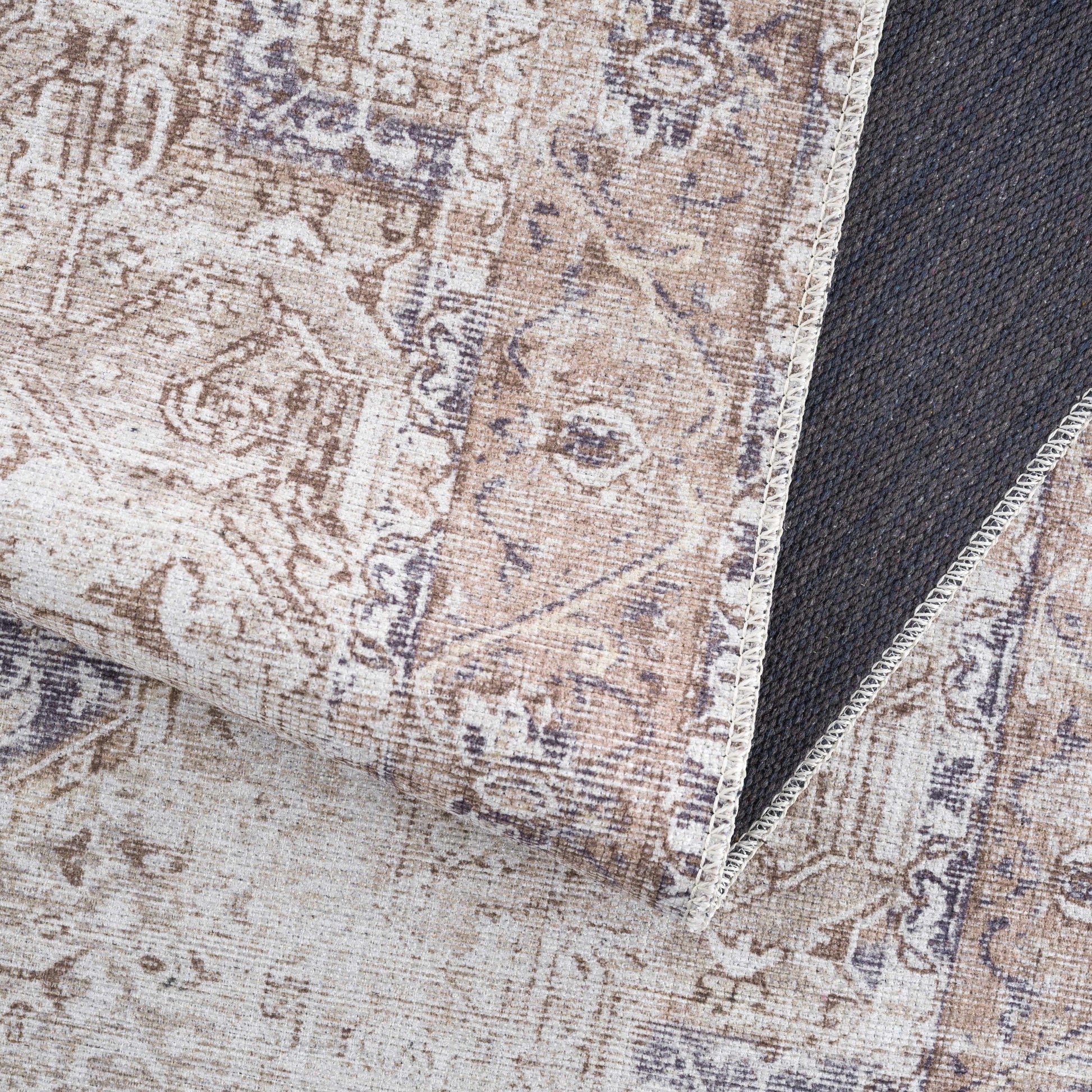 Neutral washable floor rug