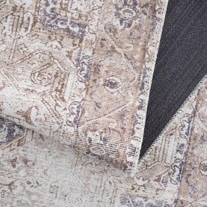 Neutral washable floor rug