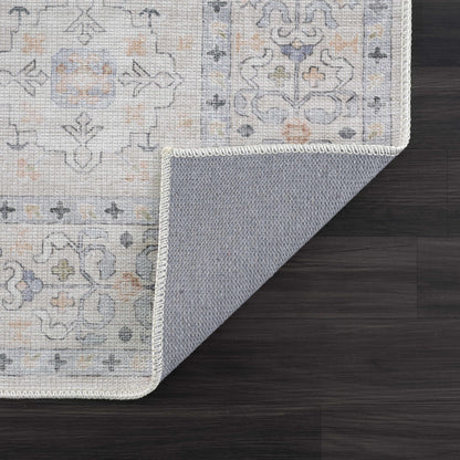 Beige Vintage Washable Area Rug - Durable Beckett Collection