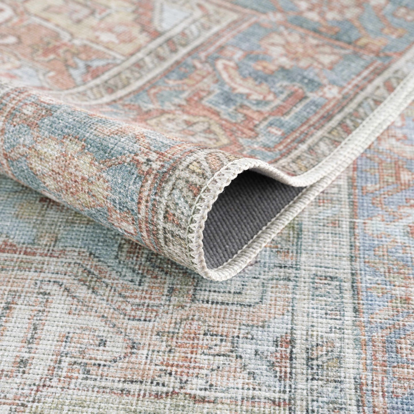 Washable Rust Area Rug - Stylish Durable Easy to Clean