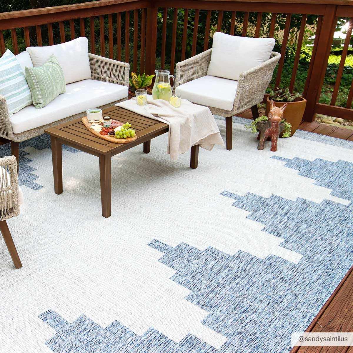 Djugun Blue Outdoor Rug - Stylish Durable Patio Decor