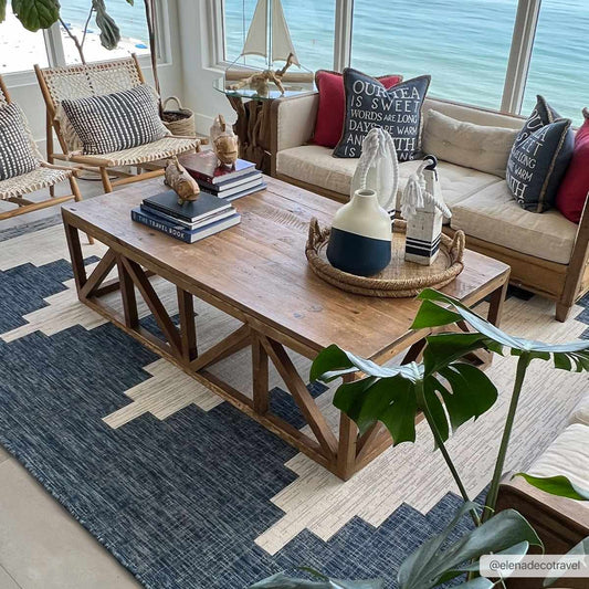 Djugun Navy Area Rug - Stylish Durable Indoor Outdoor Mat