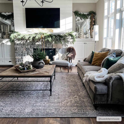 Dusty Blue Washable Rug - Soft Durable Greenpoint Collection