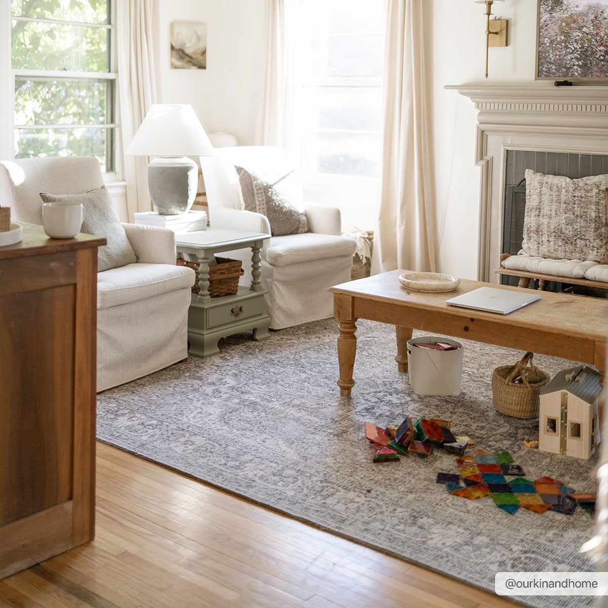 Dusty Blue Washable Rug - Soft Durable Greenpoint Collection