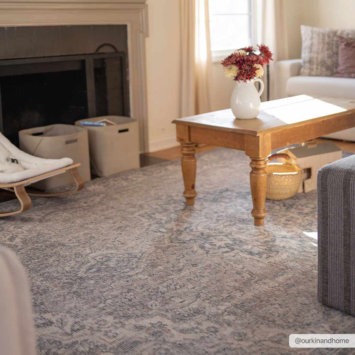 Dusty Blue Washable Rug - Soft Durable Greenpoint Collection