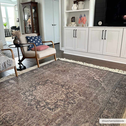 Dusty Blue Washable Rug - Soft Durable Greenpoint Collection