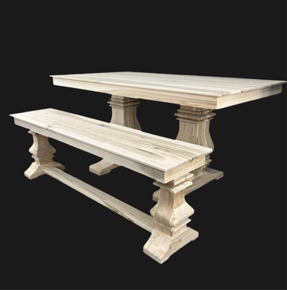 Herringbone wood dining table