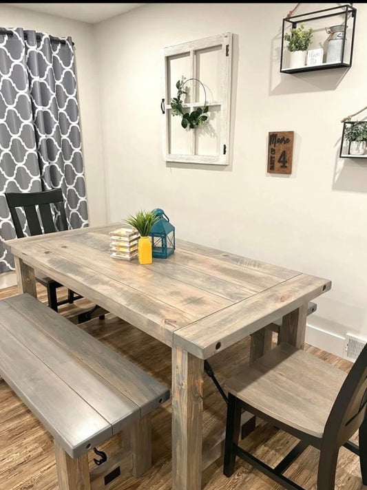 Turnbuckle Dining Table With Connected Post Legs In Solid Wood