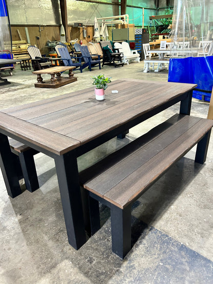 Post Leg Outdoor Dining Table Custom Made For Patio Durability And Weather Resistance