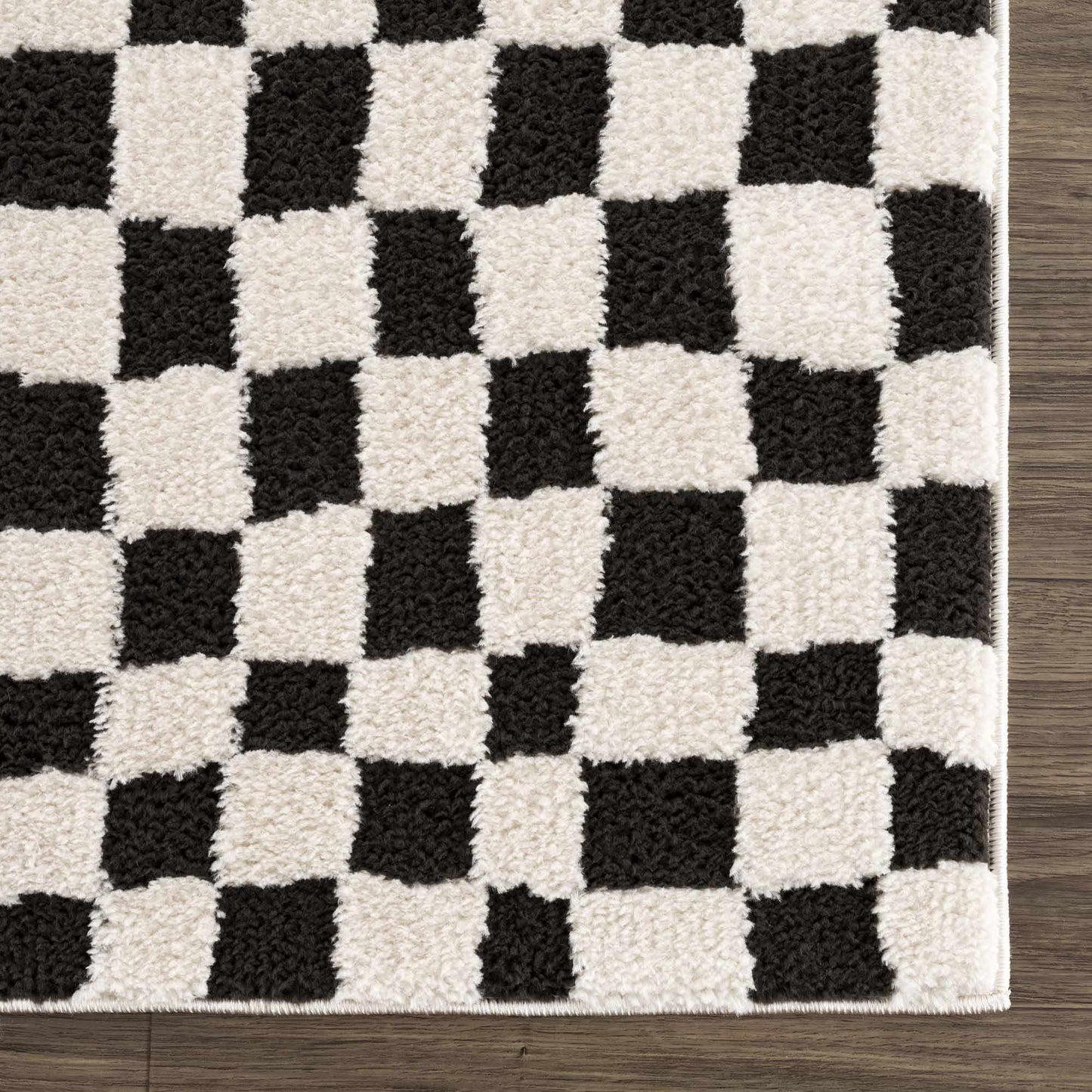 Checkered Area Rug - Stylish Black and White Geometric Floor Decor