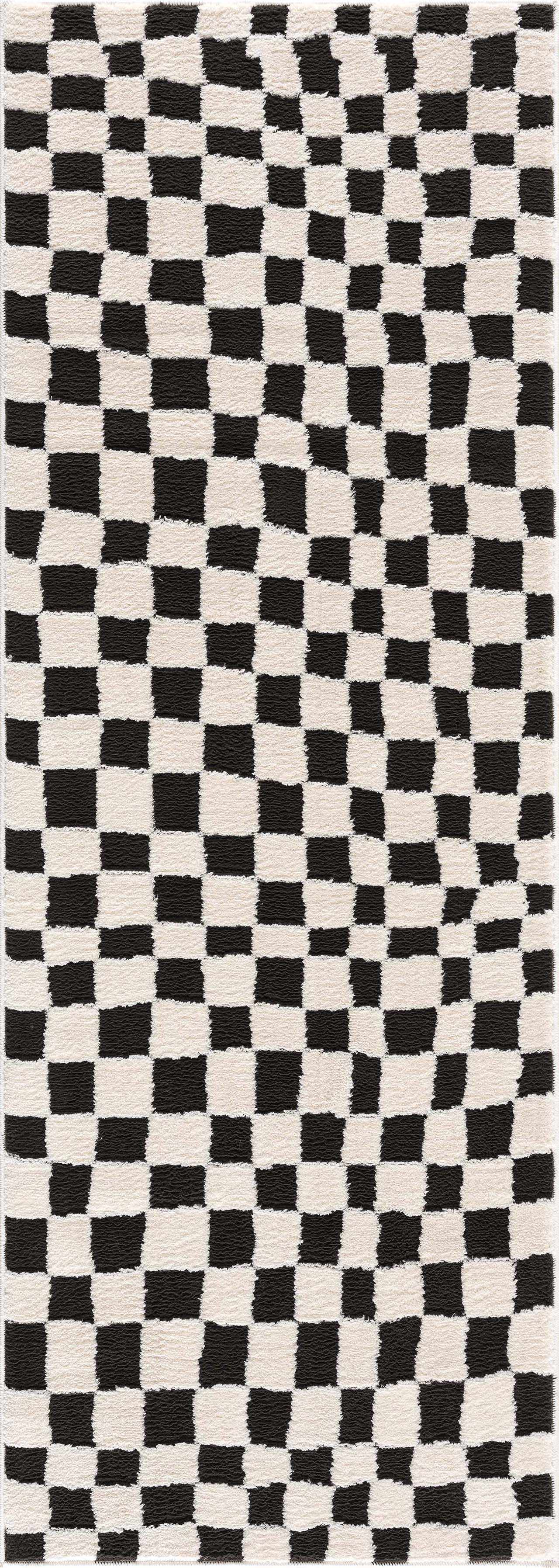 Checkered Area Rug - Stylish Black and White Geometric Floor Decor