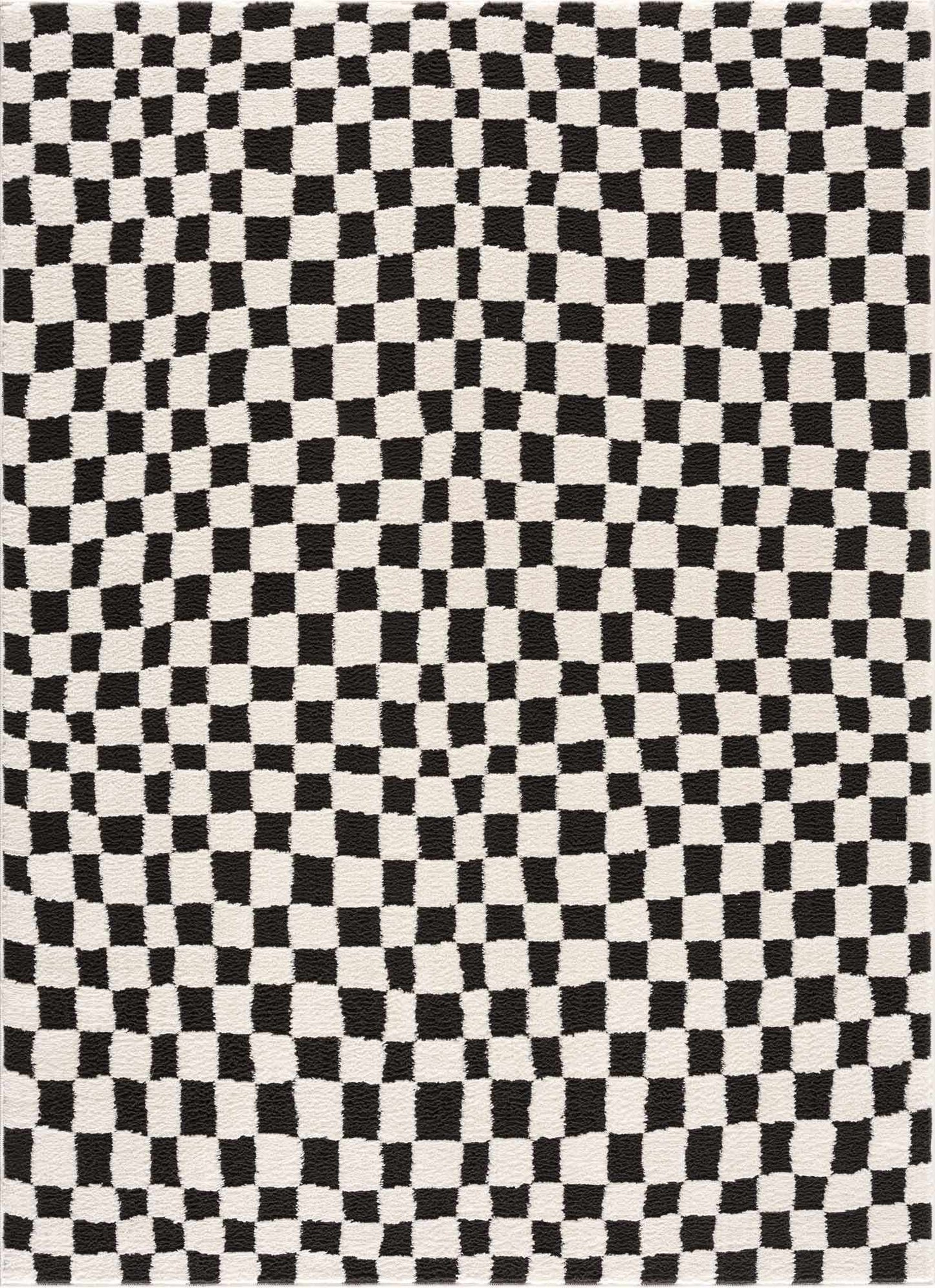 Checkered Area Rug - Stylish Black and White Geometric Floor Decor