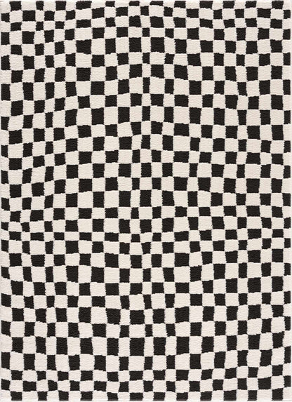 Checkered Area Rug - Stylish Black and White Geometric Floor Decor