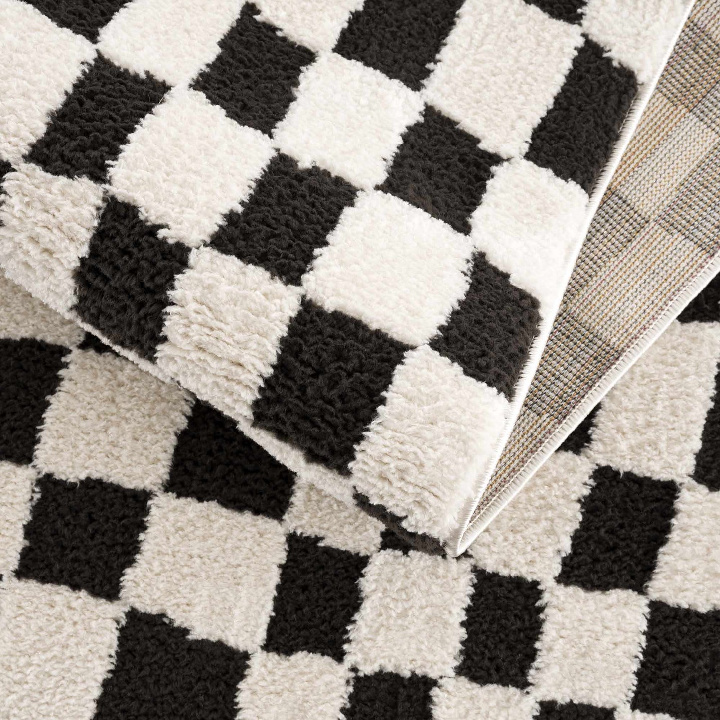 Checkered Area Rug - Stylish Black and White Geometric Floor Decor