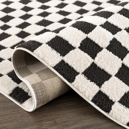 Checkered Area Rug - Stylish Black and White Geometric Floor Decor