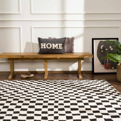 Checkered Area Rug - Stylish Black and White Geometric Floor Decor