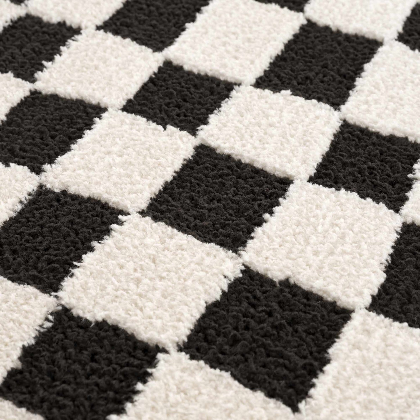 Checkered Area Rug - Stylish Black and White Geometric Floor Decor