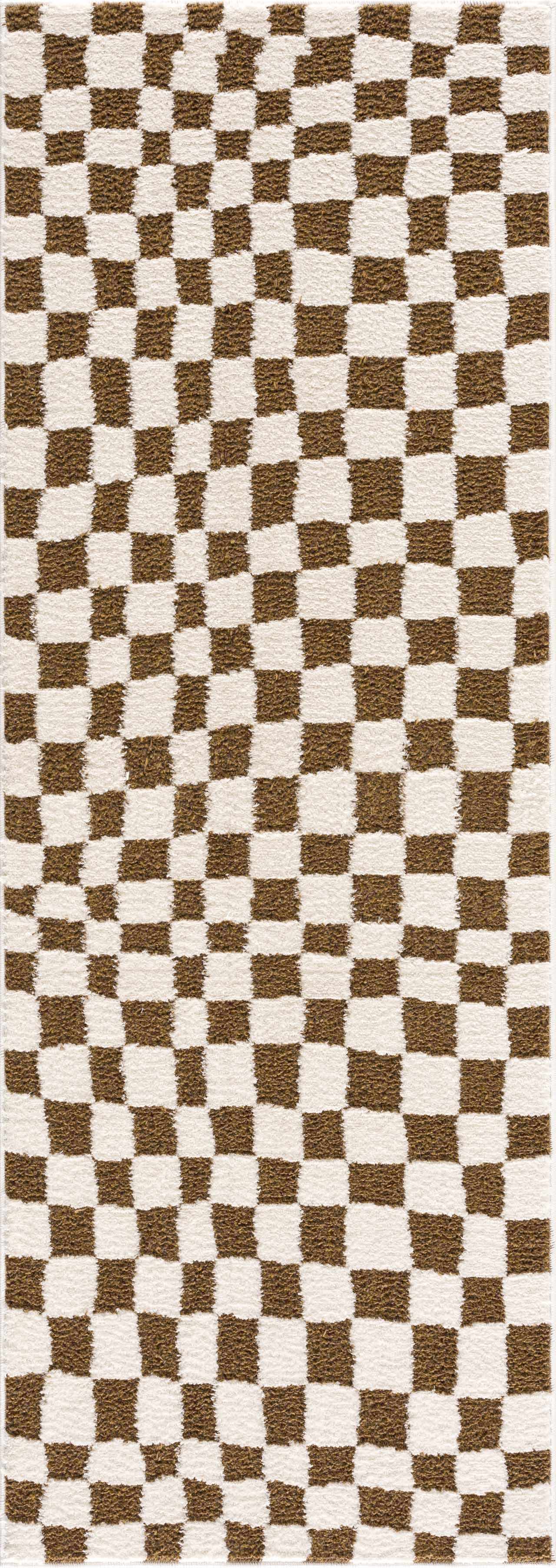 Brown Checkered Area Rug - Cozy Home Décor Accent