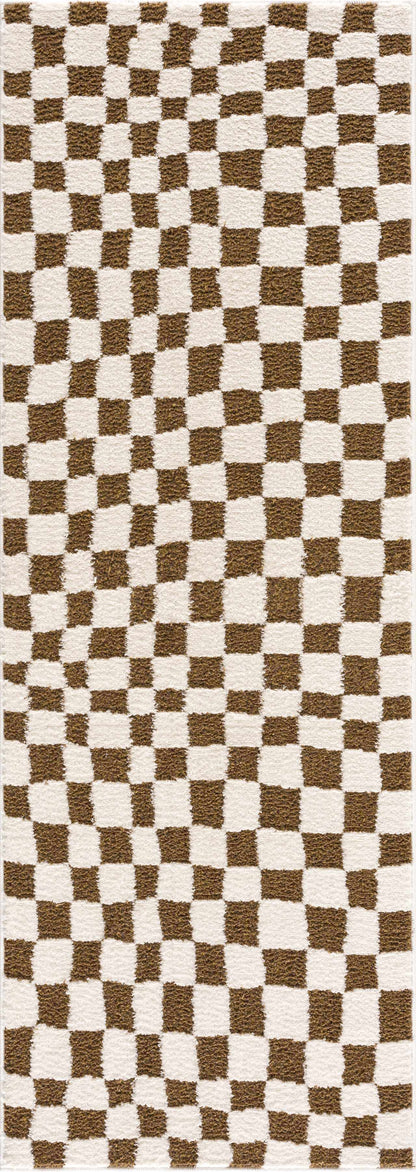 Brown Checkered Area Rug - Cozy Home Décor Accent