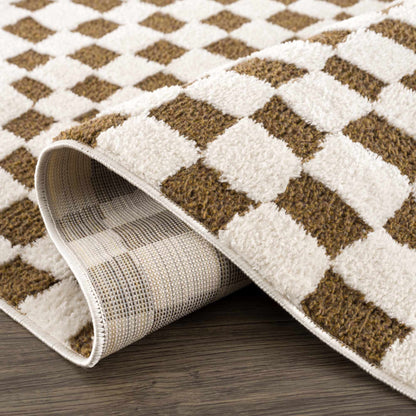 Brown Checkered Area Rug - Cozy Home Décor Accent