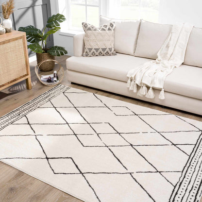 Geometric Area Rug - Black  White Modern Home Decor