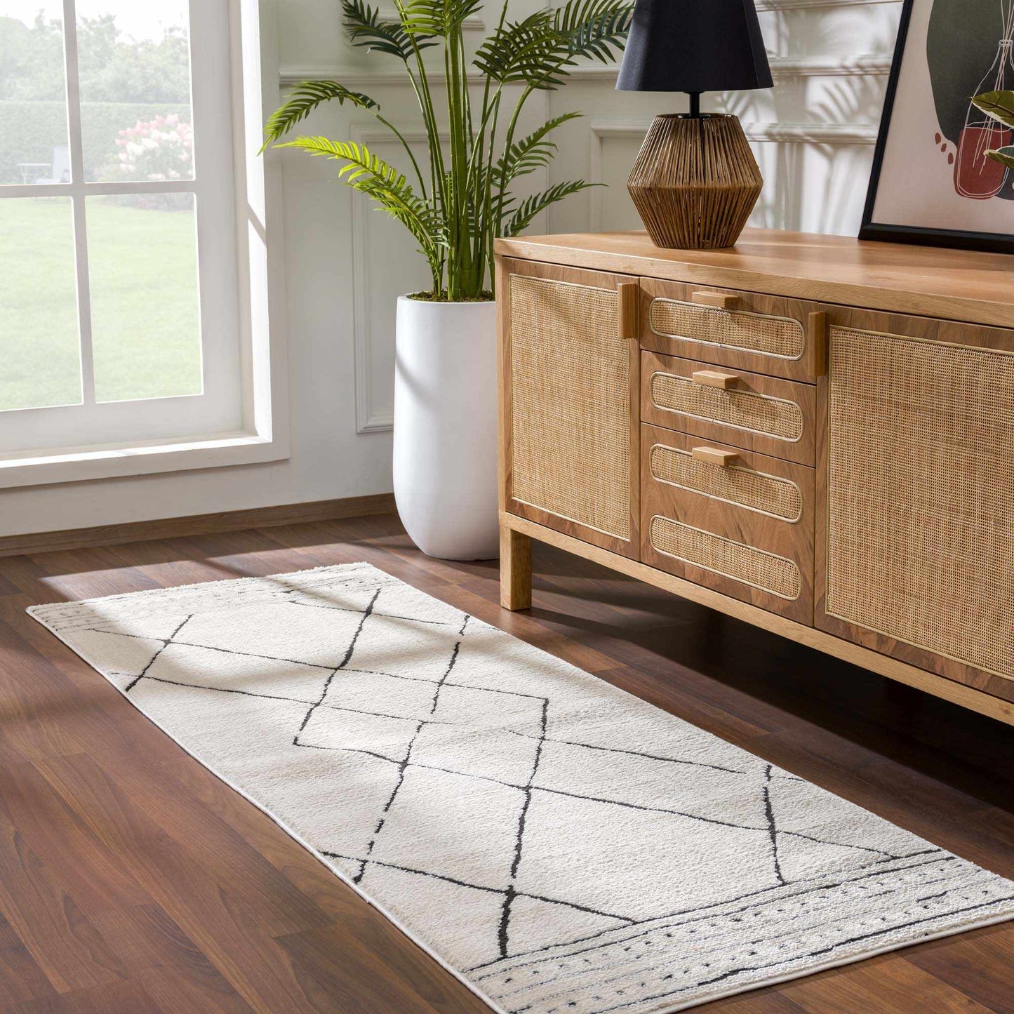 Geometric Area Rug - Black  White Modern Home Decor