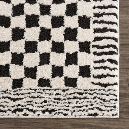 Checkered Black White Area Rug - Modern Home Decor Accent