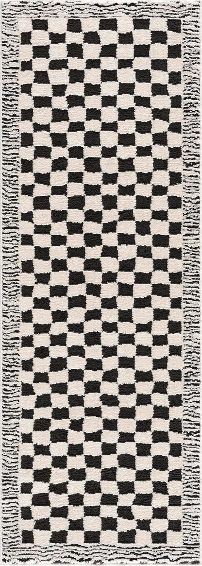Checkered Black White Area Rug - Modern Home Decor Accent