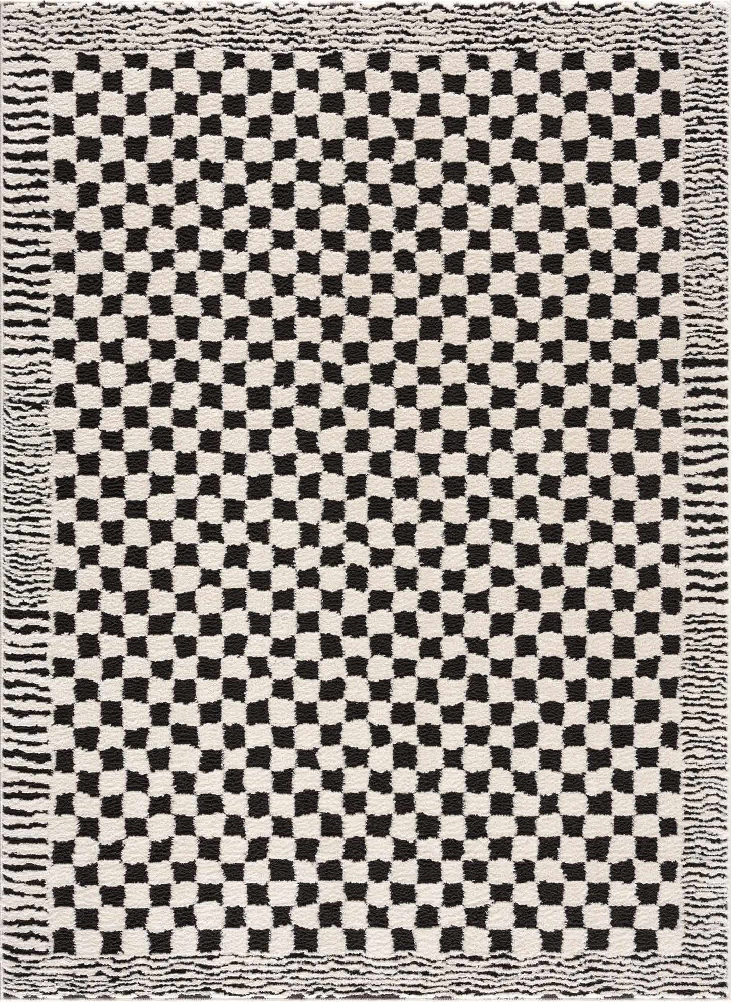 Checkered Black White Area Rug - Modern Home Decor Accent