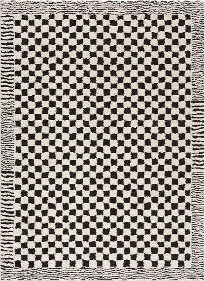 Checkered Black White Area Rug - Modern Home Decor Accent