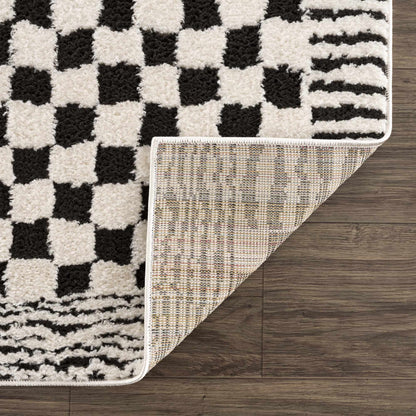 Checkered Black White Area Rug - Modern Home Decor Accent