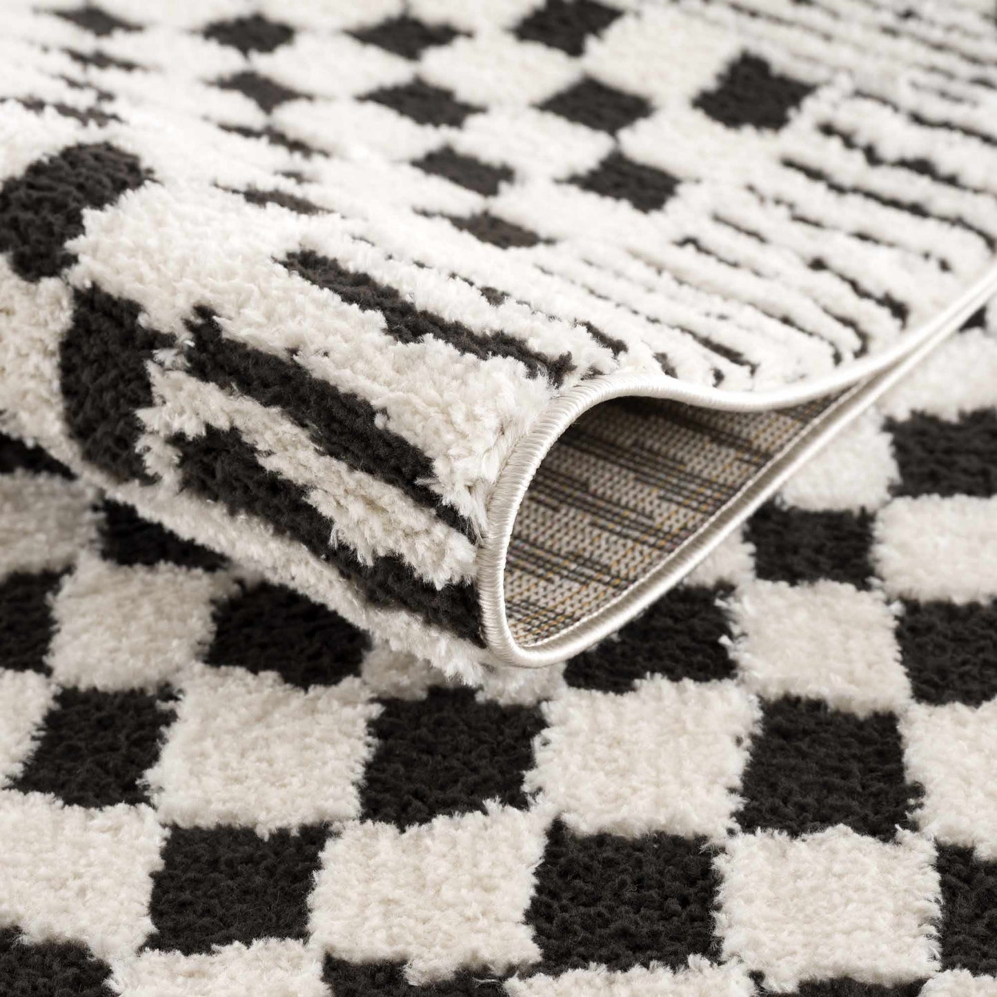 Checkered Black White Area Rug - Modern Home Decor Accent