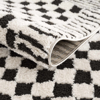 Checkered Black White Area Rug - Modern Home Decor Accent