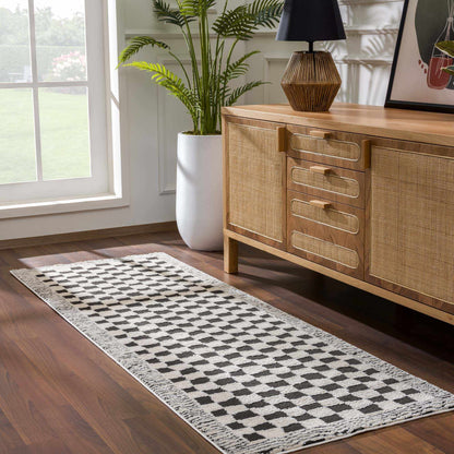 Checkered Black White Area Rug - Modern Home Decor Accent