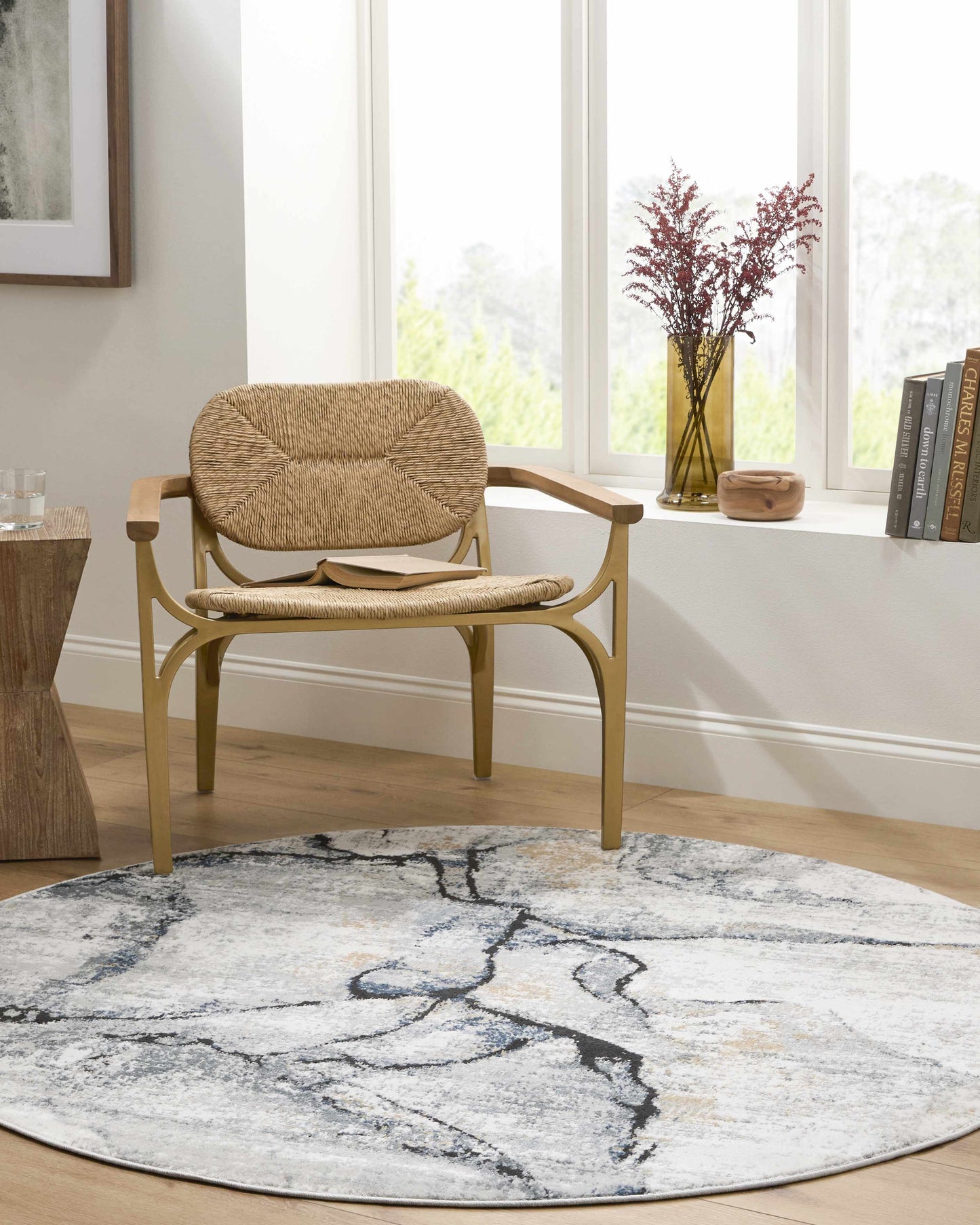 Fremantle Gray Marble Area Rug - Elegant Modern Living Room Decor
