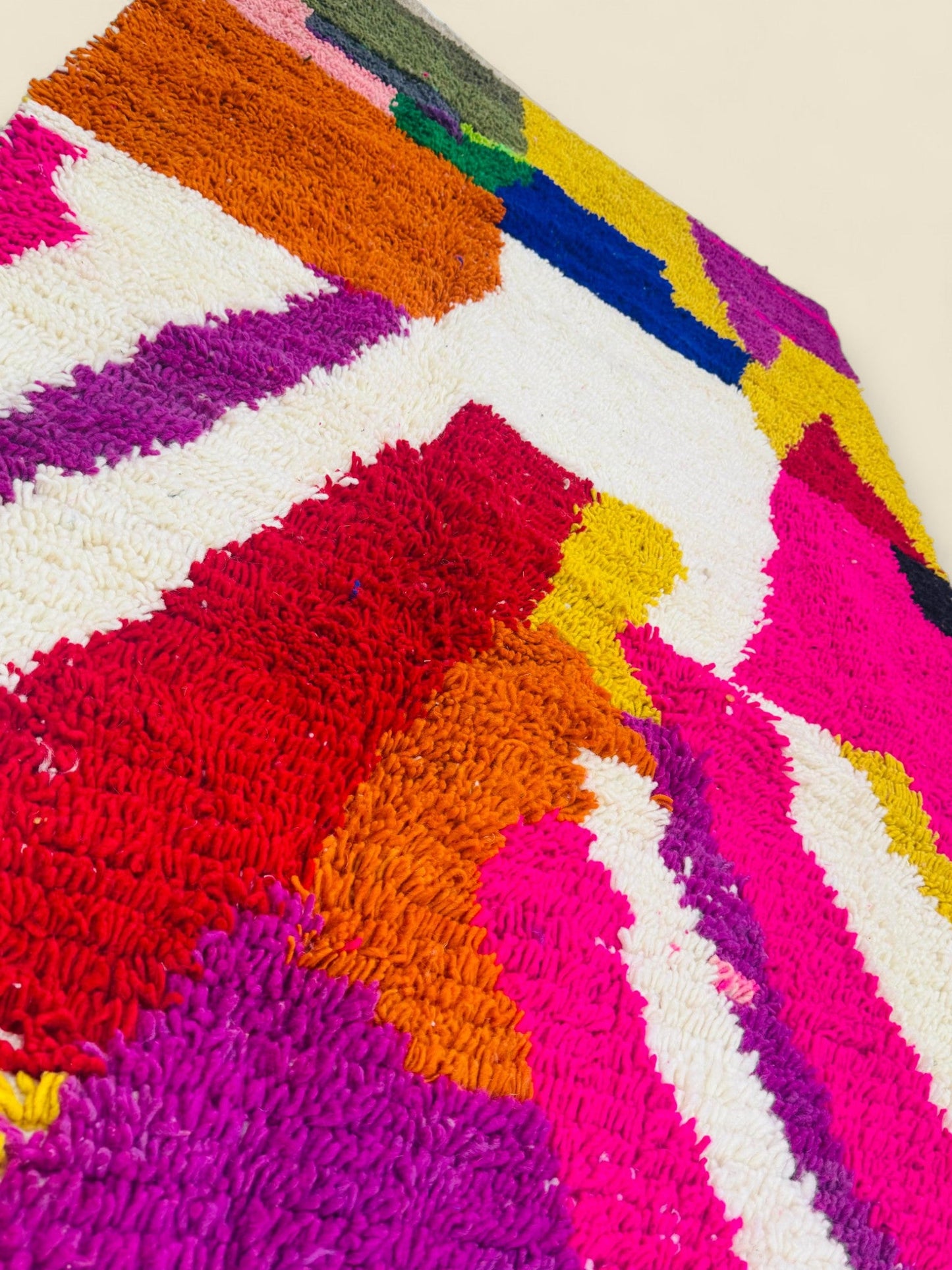 Moroccan Wool Rug – Fadhma Colorful Geometric Handmade Carpet