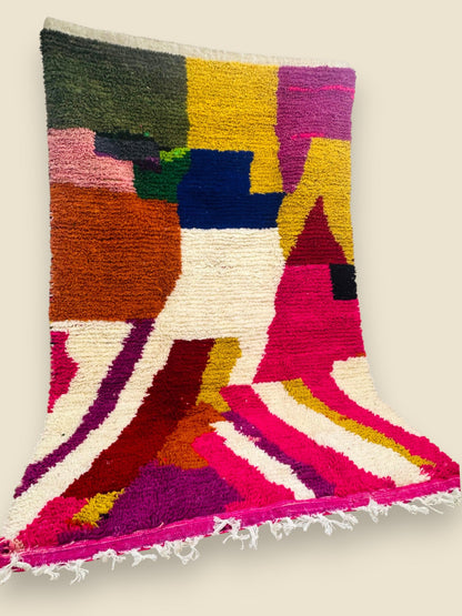 Moroccan Wool Rug – Fadhma Colorful Geometric Handmade Carpet