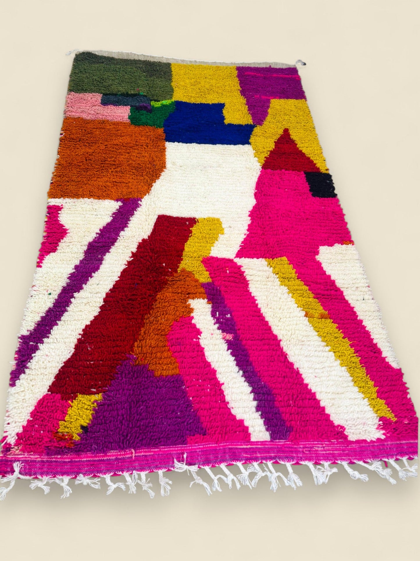 Moroccan Wool Rug – Fadhma Colorful Geometric Handmade Carpet