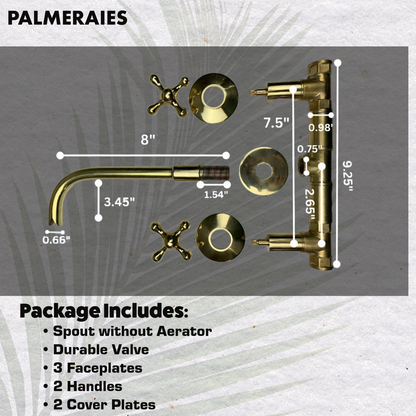 Wall Mounted Brass Faucet - Unlacquered Brass Bathroom Faucet