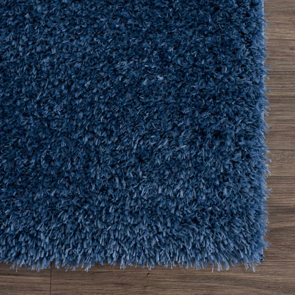 Washable Dark Blue Shag Rug - Faina Collection Cozy Home Decor