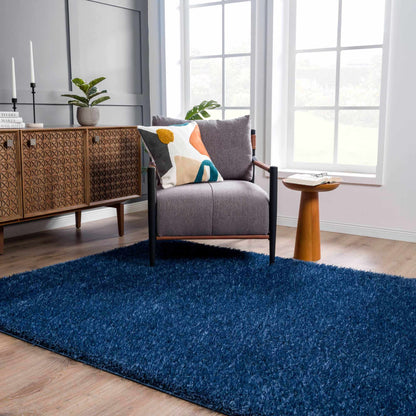 Washable Dark Blue Shag Rug - Faina Collection Cozy Home Decor
