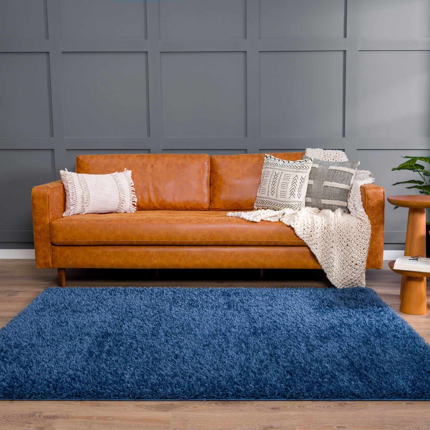 Washable Dark Blue Shag Rug - Faina Collection Cozy Home Decor