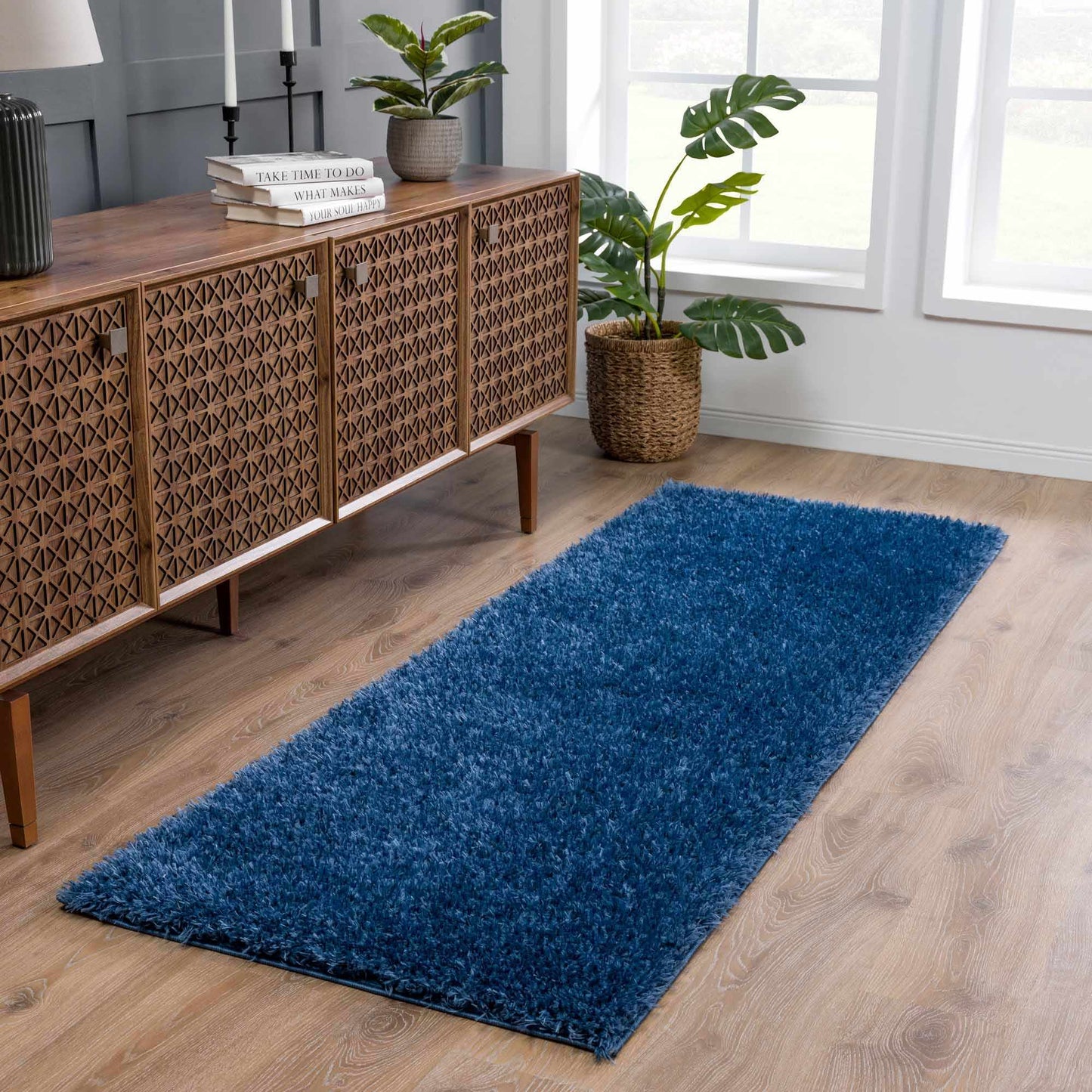 Washable Dark Blue Shag Rug - Faina Collection Cozy Home Decor