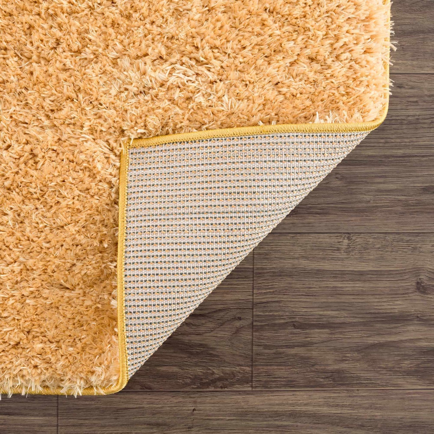 Washable Solid Gold Shag Rug - Luxurious Soft Area Rug for Any Room
