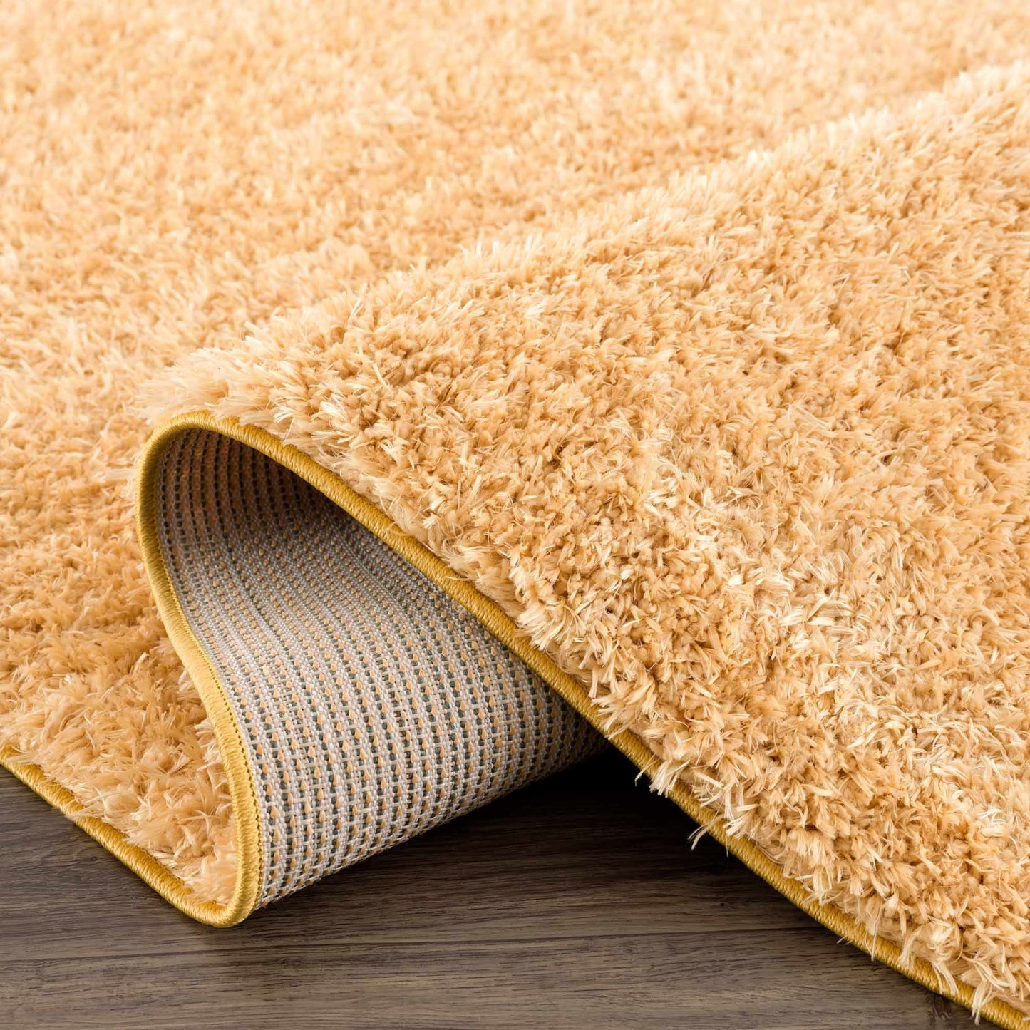 Washable Solid Gold Shag Rug - Luxurious Soft Area Rug for Any Room