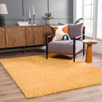 Washable Solid Gold Shag Rug - Luxurious Soft Area Rug for Any Room